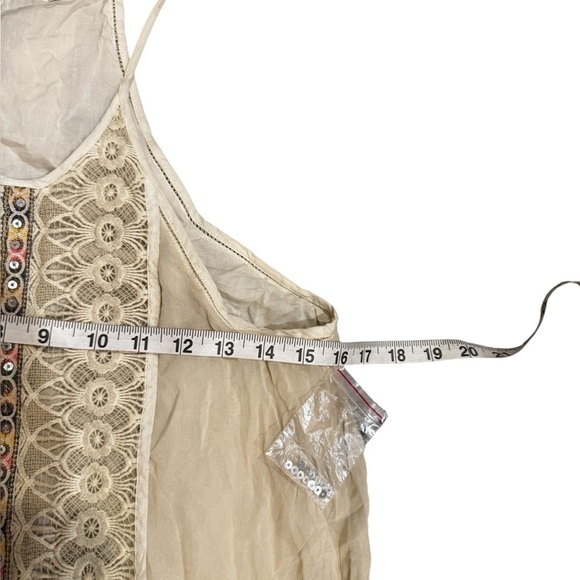 NWOT Free People Embroidered Floral Sequence Maxi Boho Dress Cream Tan White 0 - Picture 9 of 12